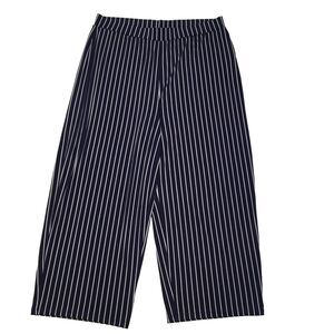 Chaus New York Womens‎ L Wide Leg Pinstripe Dress Pants Navy Blue White Flowy